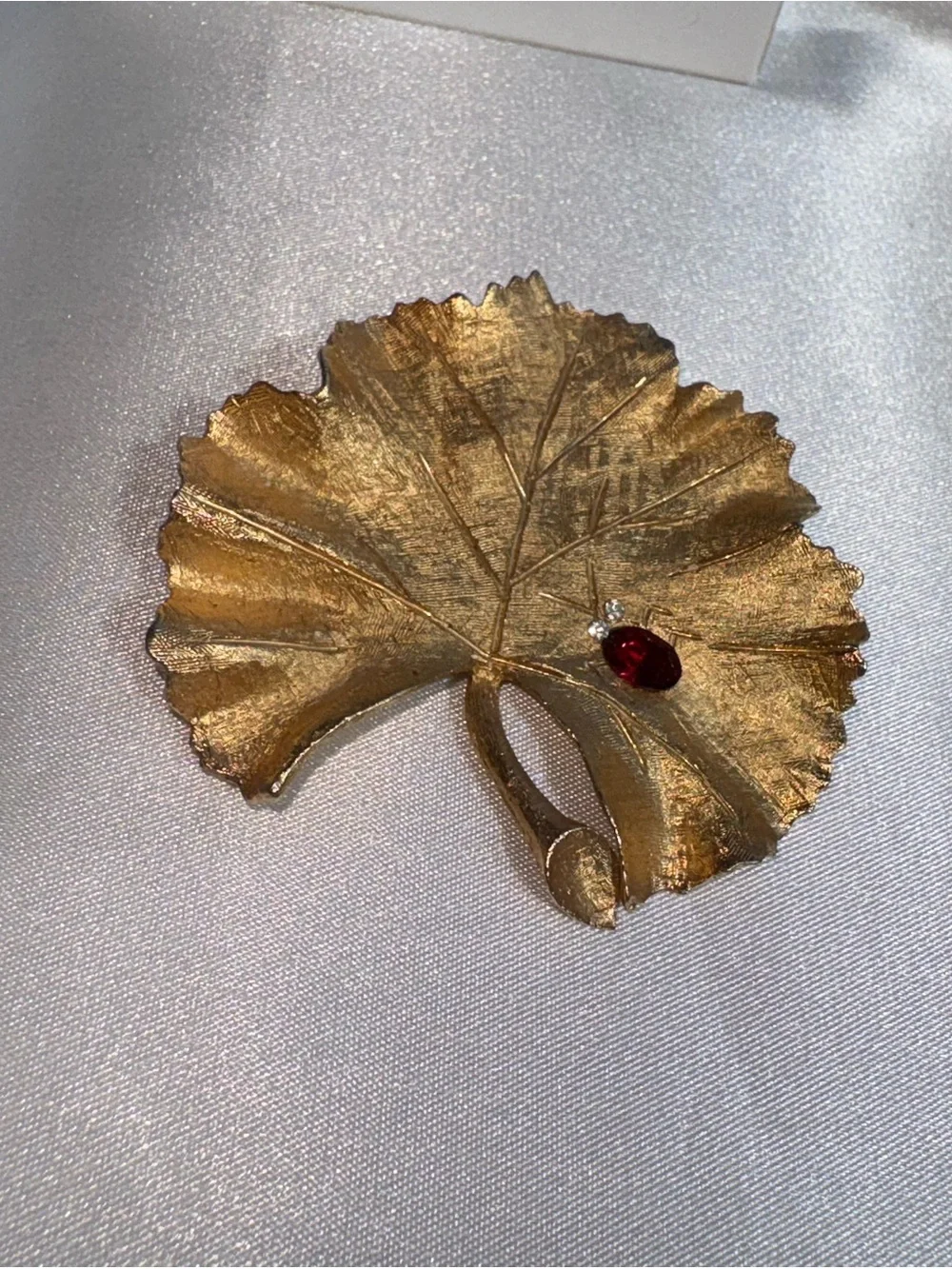 Gold Leaf Decorative Accent with Red Jewel - Elegant Home Accent
